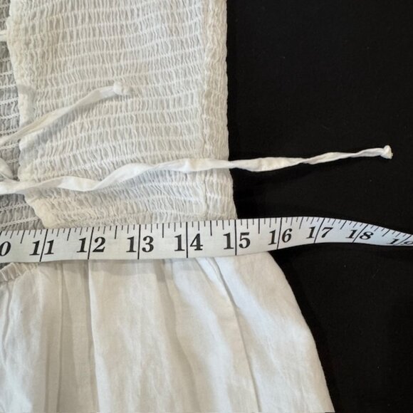 White Smocked Puff Sleeve Open Back Midi Dress - Size XL - Picture 8 of 9